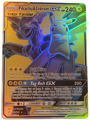 Pok&eacute;mon TCG – Pikachu & Zekrom GX – Full Art TAG TEAM #162/181 - קלף אספנות Pok&eacute;mon מסדרת Sun & 