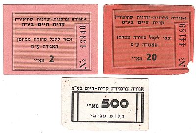 פלסטינה , לוט אמצעי תשלום של האגודה הצרכנית / יצרנית שיתופית בקרית חיים , הערכים במילים ארץ 