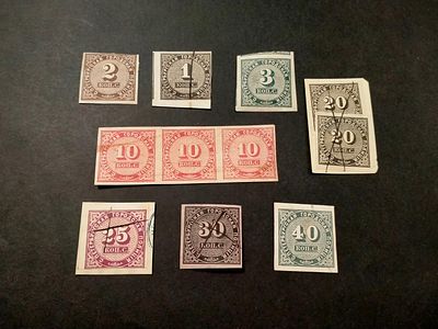 1865 Непочтовые марки "Санкт-Петербургская полиция" В лоте 8 позиций. В том числе одна "тройка" 
