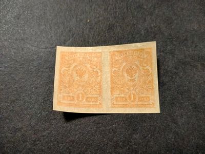 1917 РИ СК 140. 26 выпуск 1 коп. Пара марок с АБКЛЯЧЕМ РИСУНКА !!! Состояние **.