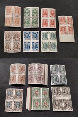 18. 1913 РИ СК 109 - 125. 300 лет дому Романовых. Неполная серия марок в квартблоках ( нет СК 