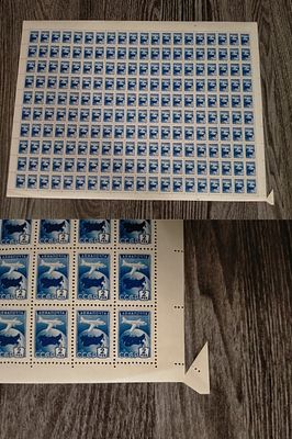 1955 СК 1727 А. Авиапочта. ЗАГИБ ЛИСТА в правом нижнем углу. Перфорация Греб 12 : 12 1/2. 