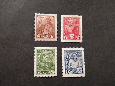 1928 СК 217 - 220 КА и ВМФ. Полная серия марок. Состояние - ИЗУМИТЕЛЬНО восстановлен клей.