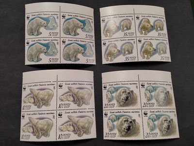 1987 5815 - 5818 Кат. Соловьева. Белые медведи. Полная серия марок в квартблоках. Состояние **.