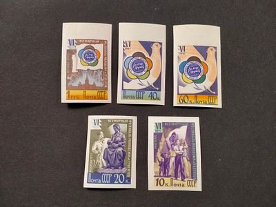 1957 СК 1900 - 1904 Фестиваль. Полная серия марок без перфорации. Состояние **.