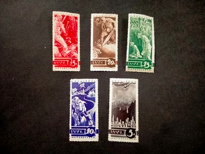 1935 СК 387 - 391 Антивоенная серия. Полная серия марок. Состояние - ИЗУМИТЕЛЬНО восстановлен клей.