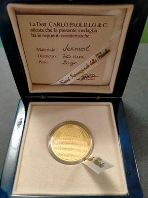 Медаль Международной филателистической выставки Италия - 2009. Позолота 750 пр.