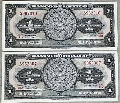 2 שטרות 1 פסו מקסיקני 1970 מצב UNC