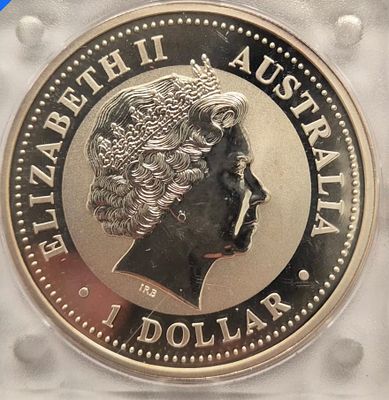אוסטרליה, 1 דולר אונקיה מכסף 1999 בתוך הולדר, חדש.