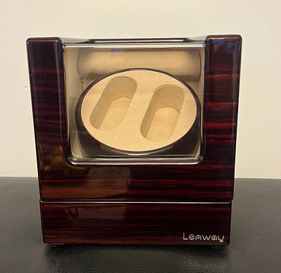 תיבת עץ מהגוני, לזוג שעונים מכניים, חשמל/סוללות