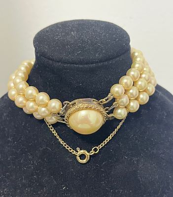 צמיד פנינים, מתכת כסף חתום 925, משקל 27.5 גרם