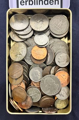 קופסת מטבעות אמריקה מלאה סנטים/קוורטרים