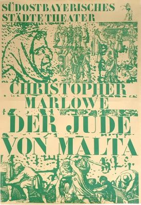 כרזת פרסומת להצגה האנטישמית 'היהודי ממלטה'. גרמניה, שנות ה 30. DER JUDE VON MALTA - כרזת פרסומת 