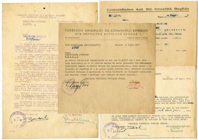 אוסף גדול של מסמכים ומכתבים - שארית הפליטה ברגין - רומניה, שנות ה-40 וה-50
. כ-370 מסמכים 