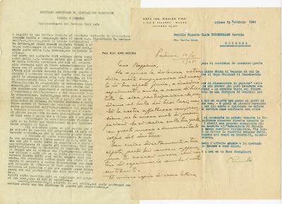 אוסף מסמכים - עדויות ניצולים, וחיפוש פושעי מלחמה נאצים - מחנה העקורים בולוגנה - אטליה. מסמכים 