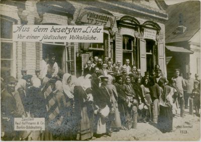 תצלום נדיר של בית תמחוי יהודי - מזרח אירופה. ראשית המאה ה־20. ביליגע קיך - עופות זולים. Aus dem 