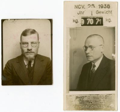 תצלום של הרב דוד אוקס - רבה של לייפציג - לאחר שנתפס בידי הנאצים בליל הבדולח . תצלום נדיר בו 