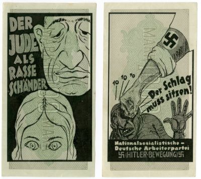 ששה שטרות מארק גרמני אנטישמים. גרמניה, 1922-1923. 6 שטרות 1000 מארק גרמני 1922 עם קריקטורה 