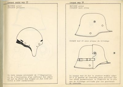 'באנו להכות ביהודים' - חוברת פנימית של חיילי האס-אס - כל סוגי הקסדות של חיילי 'פלוגות המגן' הנאציות