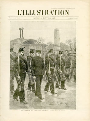 חמשה גיליונות עיתונים מתאריכים חשובים במהלך פרשת דרייפוס. 5 גיליונות עיתונים אשר יצאו בתאריכי 