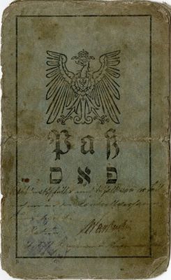 דרכון בגרמנית ואידיש - ליטא תחת הכיבוש הגרמני, 1916. פאס [פספורט]. דרכון יהודי שהונפק בהנהלת ה 