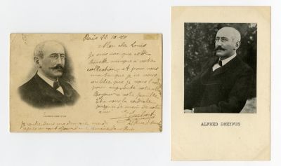 אוסף גלויות שיצאו במהלך פרשת דרייפוס, סביב 1900. אוסף מעניין של 22 גלויות עם תצלומים ואיורים של 
