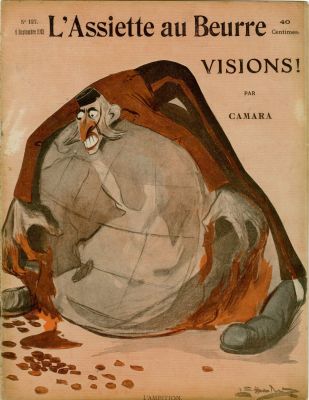 גיליון העיתון 'צלחת החמאה' הצרפתי - קריקטורה אנטישמית גדולה. צרפת, 1903. גיליון ה L'Assiette au 