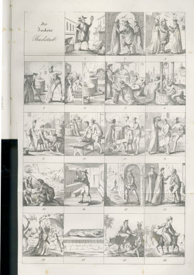 לוח גרמני לשנת 1847 - קריקטורה אנטישמית "המרחץ היהודי". לוח שנה גרמני לשנת 1847 - לייפציג 