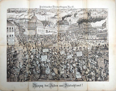 יציאת היהודים מגרמניה - כרזה אנטישמית - דרזדן 1895. כרזה מס' 17 מסדרת Politischer Bilderbogen 