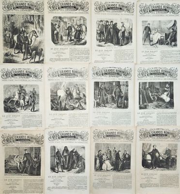 אוסף גדול של גיליונות "היהודי הנודד" מסדרת הרומנים המאוירים הגדולים של ימי ראשון. בורדו 1870. Le 