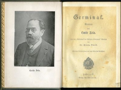 ג'רמינל - יצירת המופת הראשונה של אמיל זולא להגנה על החלשים - מהדורה גרמנית ראשונה - חותם שעוה 