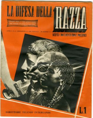 'הגנת הגזע' - מגזין איטלקי אנטישמי קיצוני במיוחד - אוגוסט 1938. גיליון של הדו שבועון האנטישמי 