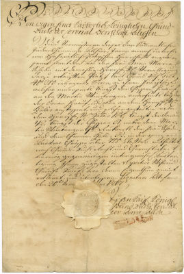 חוזה רשמי להסדרת מעמדם הכלכלי של יהודי אלט אופען (הונגריה). המאה ה־18. "חוזה עבור היהודים" - 