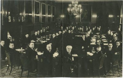 תצלום נדיר מועידת השולחן העגול בלונדון - המשלחת היהודית 1939 - בן גוריון, וייצמן, ואחרים. תצלום 