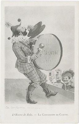 סט גלויות קריקטורות בגנות אמיל זולא. סביב 1900 . סט 15 גלויות לא מחולקות [Undivided back] 