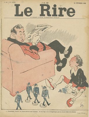 ארבעה גיליונות של המגזין הצרפתי Le Rire - "הצחוק" - שערים אנטישמים. שנים: 1935-1936. ארבעה 
