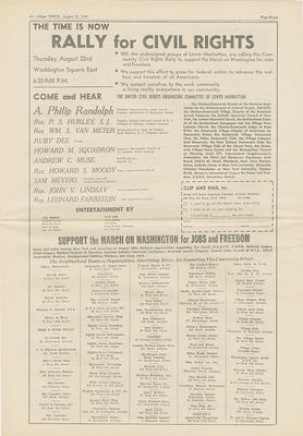 גיליון העיתון "קול הכפר" - קריאה להמונים להשתתף בעצרת למען זכויות האזרח - ארגונים יהודיים 