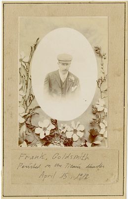 תצלום של פרנק גולדשמידט - מהנספים באסון טביעת אונית הטיטניק. תצלום מוקדם של פרנק גולדשמידט אשר 