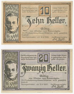 שני שטרות נוטגלד נדירים (1920) עם דיוקנו של אנטון פון ארקו ואלי – מתנקשו של מנהיג בוואריה היהודי. 