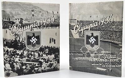 אולימפיה 1936 - אלבום מס' 1 ואלבום מס' 2 - שלמים - עותק נדיר עם תרשים של האיצטדיון בברלין וכן 