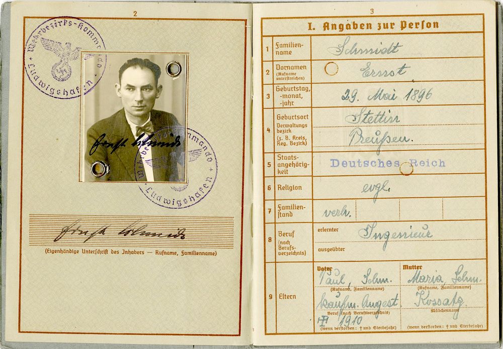 Personal military service booklet of a Nazi soldier in the infantry of the Landwehr forces in 