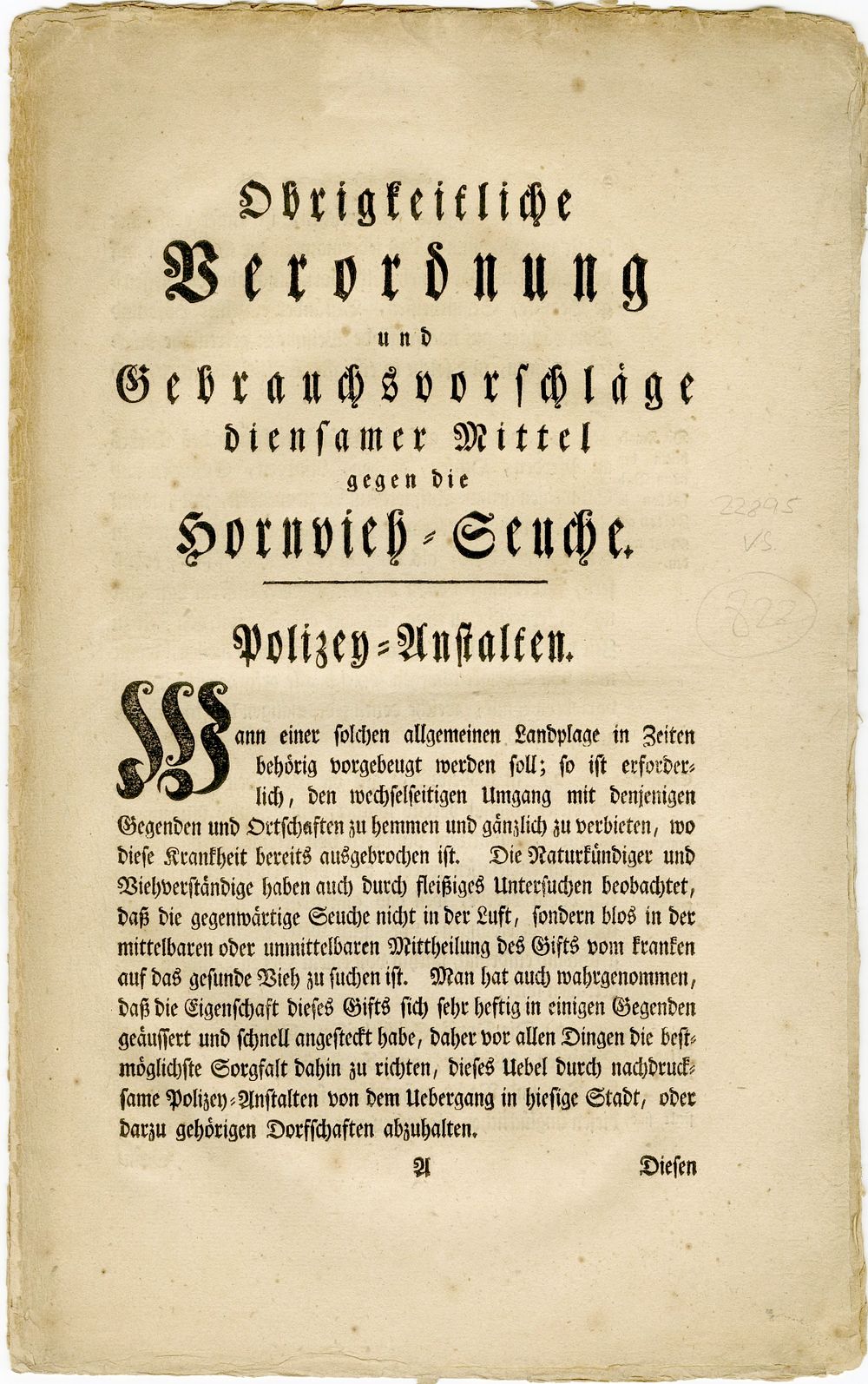 Government regulations against the cattle plague, including antisemitic directives prohibiting 