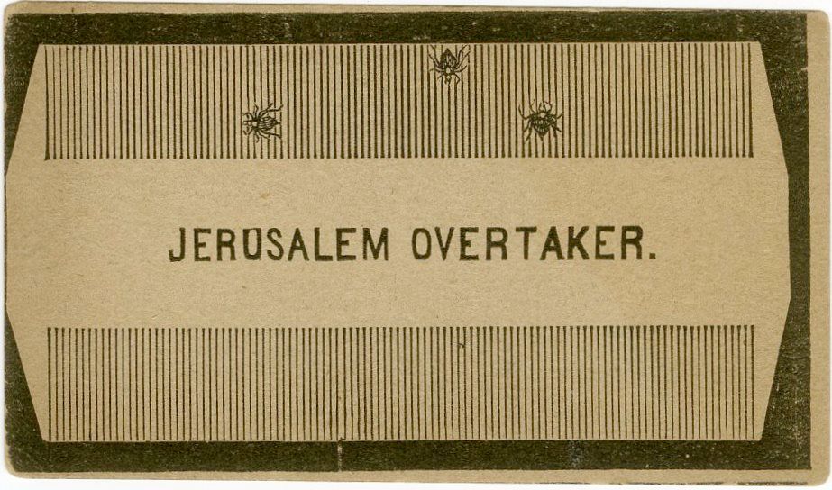 "JERUSALEM OVERTAKER" – an antisemitic comb-shaped card. Early 20th century. "JERUSALEM 