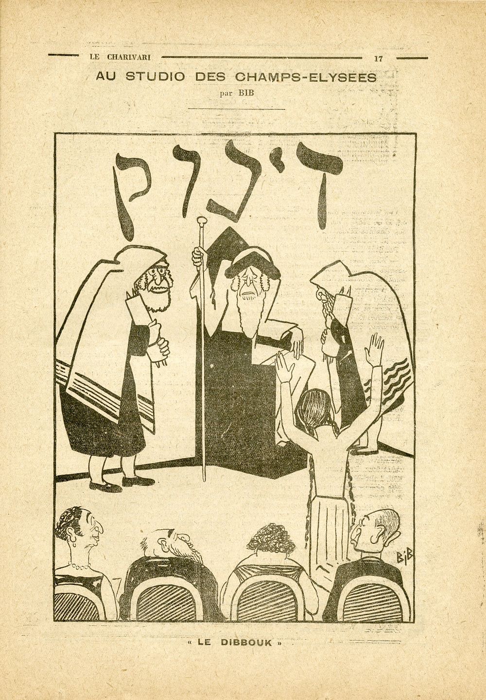 The antisemitic play “The Dybbuk” in an issue of the weekly Le Charivari. February 1928. The 