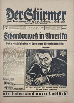 Two issues of the antisemitic newspaper Der St&uuml;rmer – February 1939. Two issues of the 