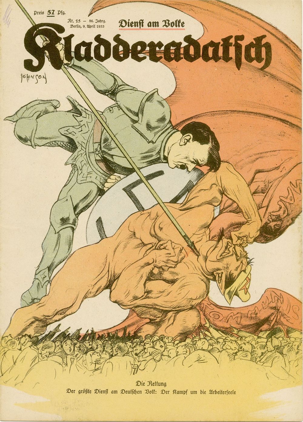 Adolf Hitler, Chancellor of Germany – three issues of the newspaper Kladderadatsch announcing 