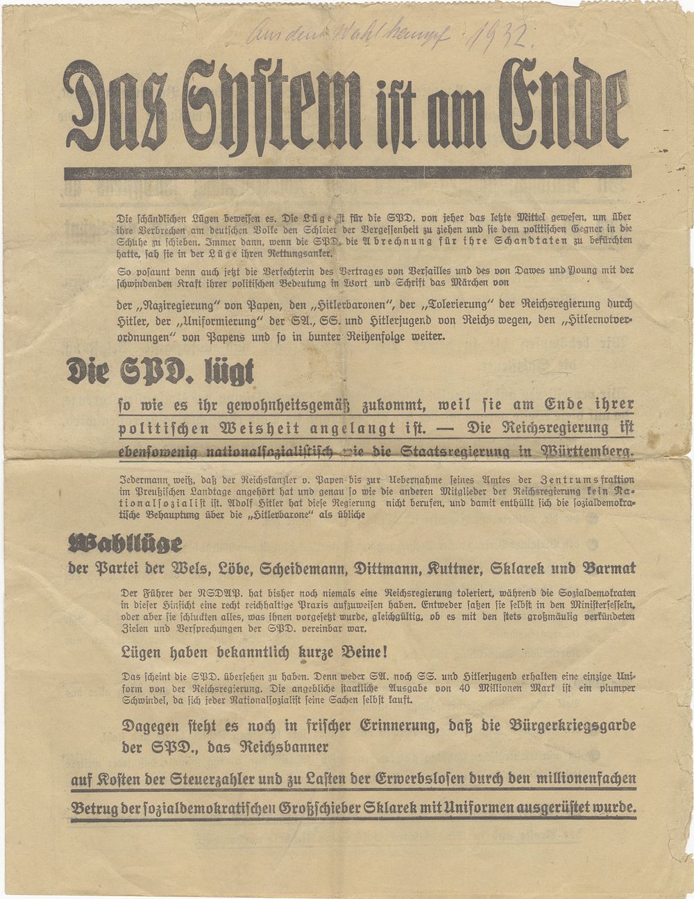 “Freedom and bread will be brought only by Adolf Hitler… only Adolf Hitler can save the Reich…” 