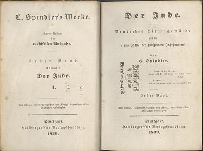 “The Jew” – Early Antisemitic Publication – Stuttgart, 1839. Der Jude: A German Social 