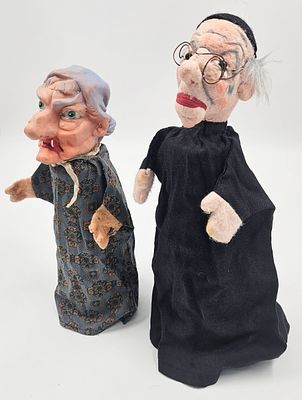 Two antisemitic puppets from a puppet theater. Germany, C. 1900. Two antisemitic puppets used 