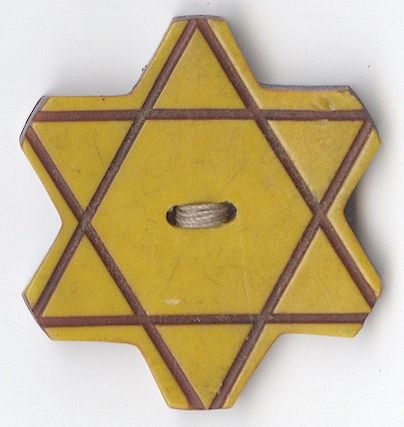 Yellow button badge - the badge of shame of the Jews of Bulgaria - Bulgaria, c. 1942. Yellow 